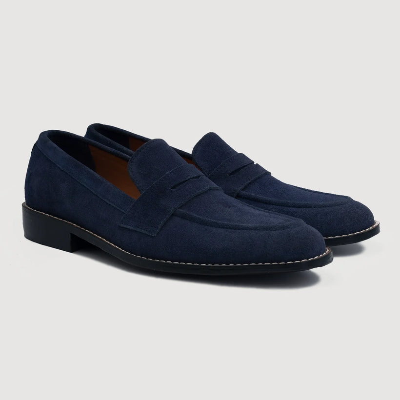 Baxton Blue Suede Leather Loafers 남성용
