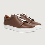 Carter Runn Brown Leather Sneakers For Men in Brown Full-Grain Leather - Lateral Side Profile View | Buy Online