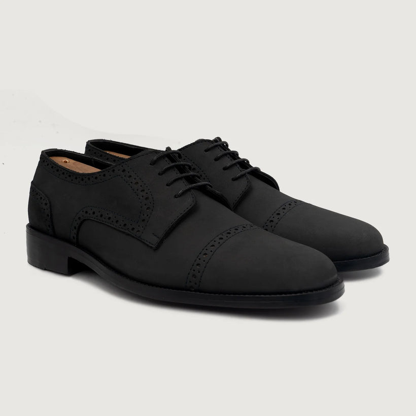 Dirk Brogues Derby 블랙 Nubuck Leather Shoes 남성용