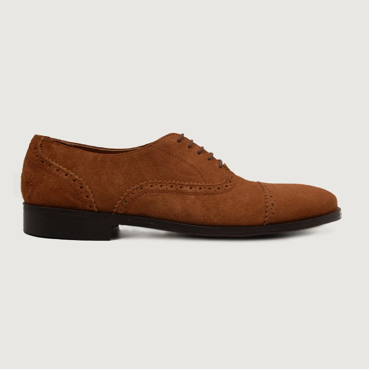 Brown Goatskin Suede Leather Shoes - 굿이어 웰트 공법 및 앞코 토박스 디테일