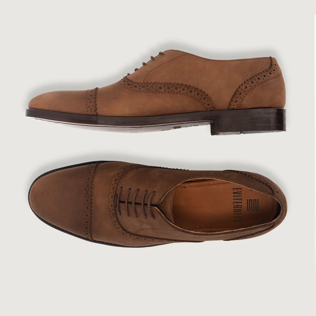 Greyson Brogues Oxford Oil Pull-up 브라운 가죽 구두 남성용 - 보강된 힐 카운터 및 정밀 2열 스티치 디테일
