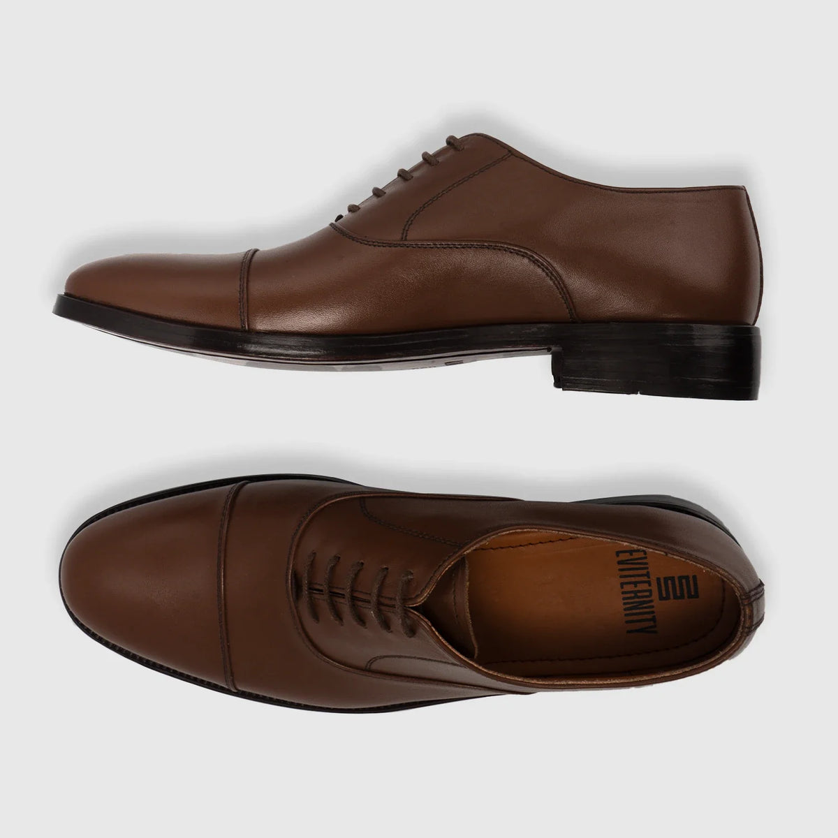Professor Oxford 브라운 가죽 구두 남성용 For Men - 보강된 힐 카운터 및 정밀 2열 스티치 디테일