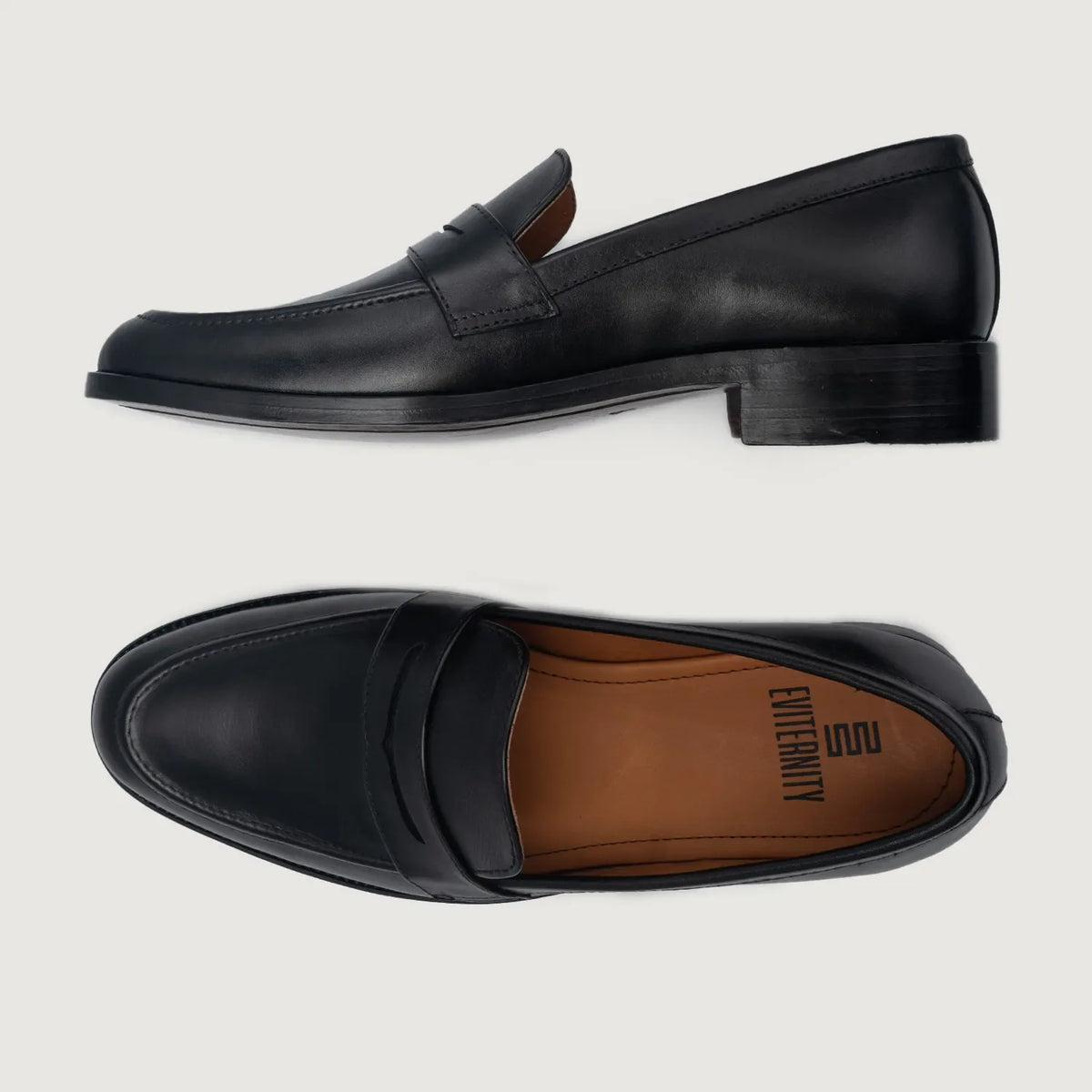 Baxton 블랙 가죽 로퍼 남성용 For Men - 보강된 힐 카운터 및 정밀 2열 스티치 디테일