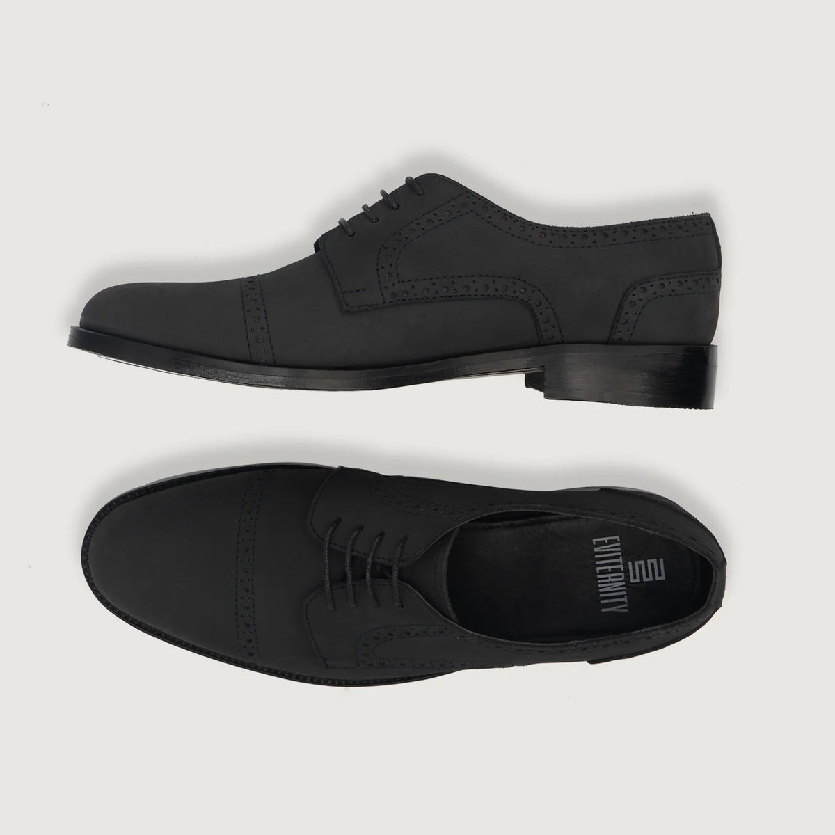 Dirk Brogues Derby 블랙 Nubuck 가죽 구두 남성용 For Men - 보강된 힐 카운터 및 정밀 2열 스티치 디테일
