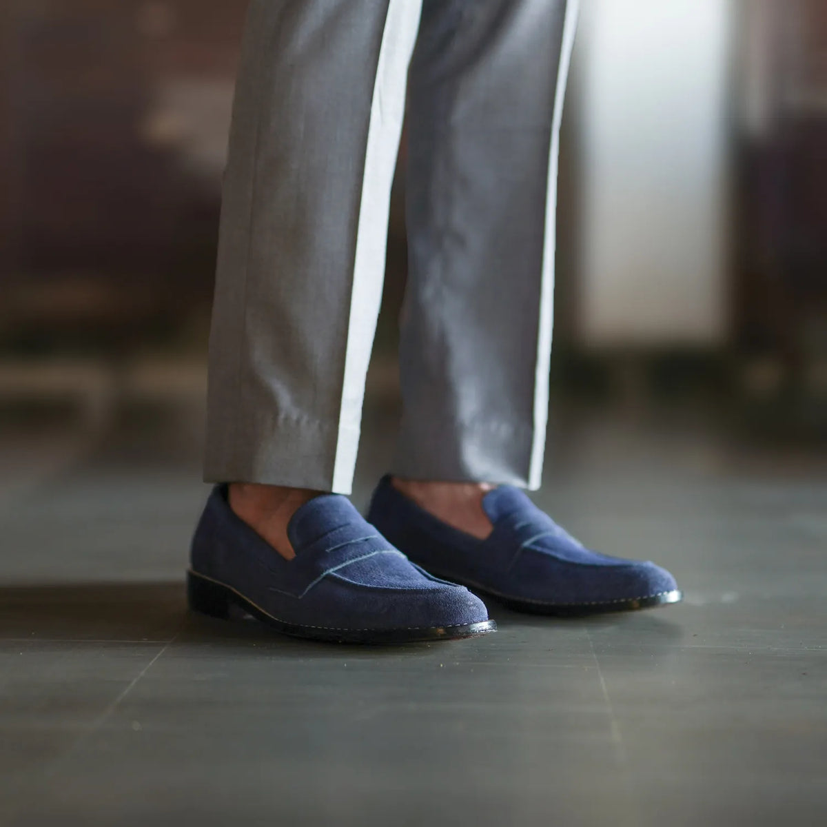 Orlaven Baxton 블루 Suede 가죽 로퍼 남성용 footwear image 9