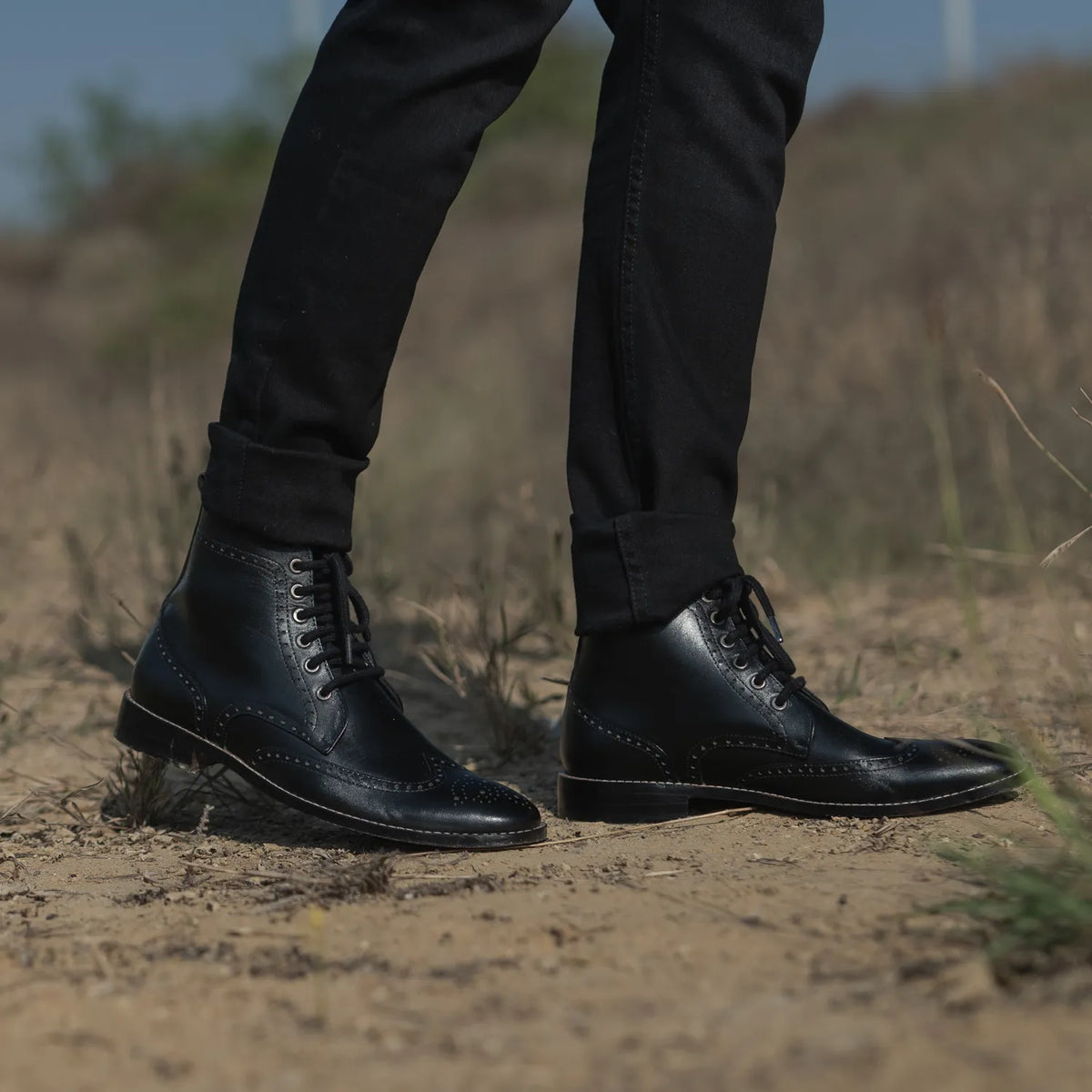 Orlaven Duster Brogues Derby 블랙 가죽 부츠 남성용 footwear image 9