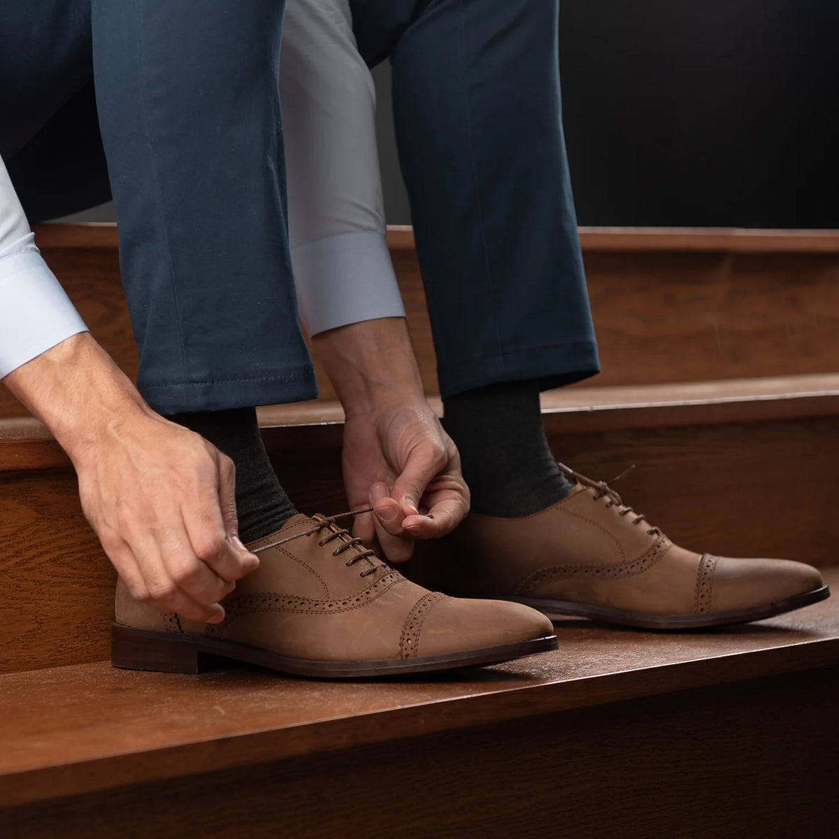 Orlaven Greyson Brogues Oxford Oil Pull-up 브라운 가죽 구두 남성용 footwear image 9