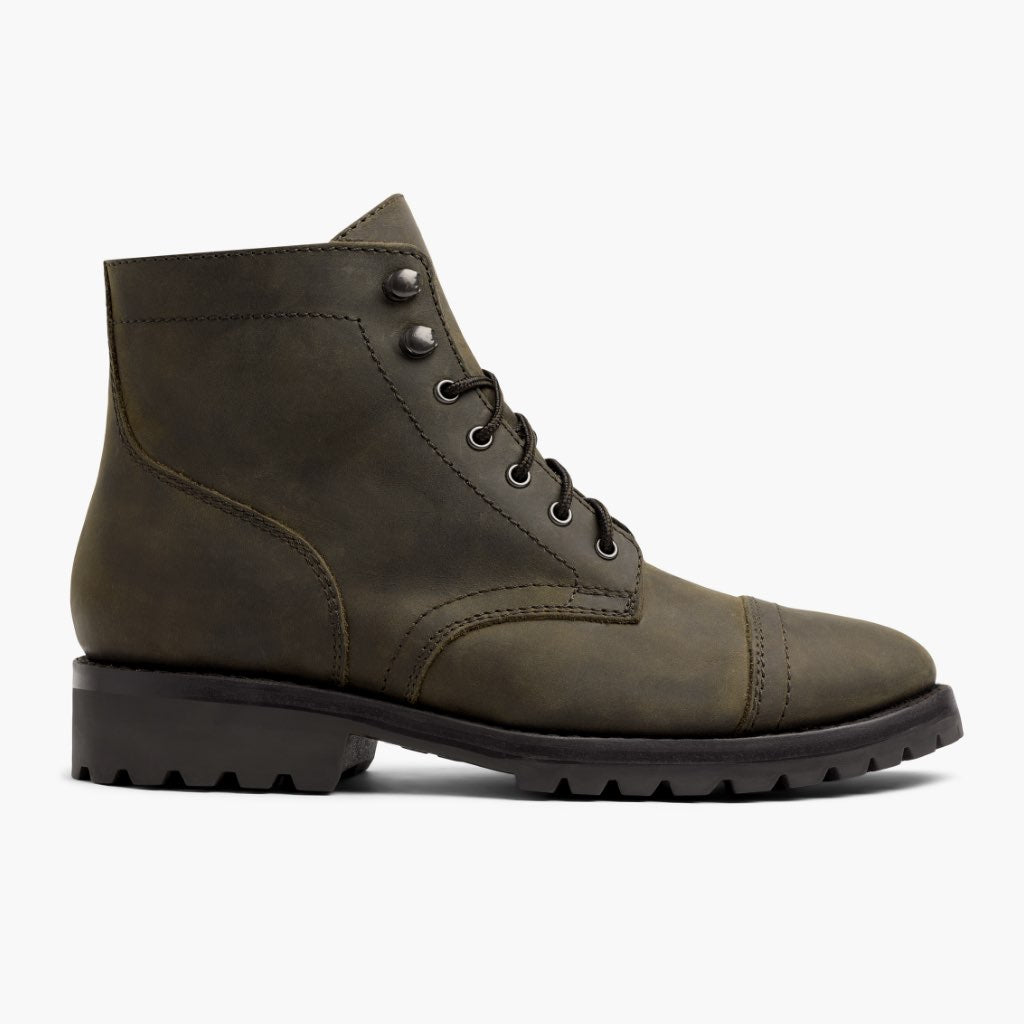 Olive Full-Grain leather Boots - 굿이어 웰트 공법 및 앞코 토박스 디테일