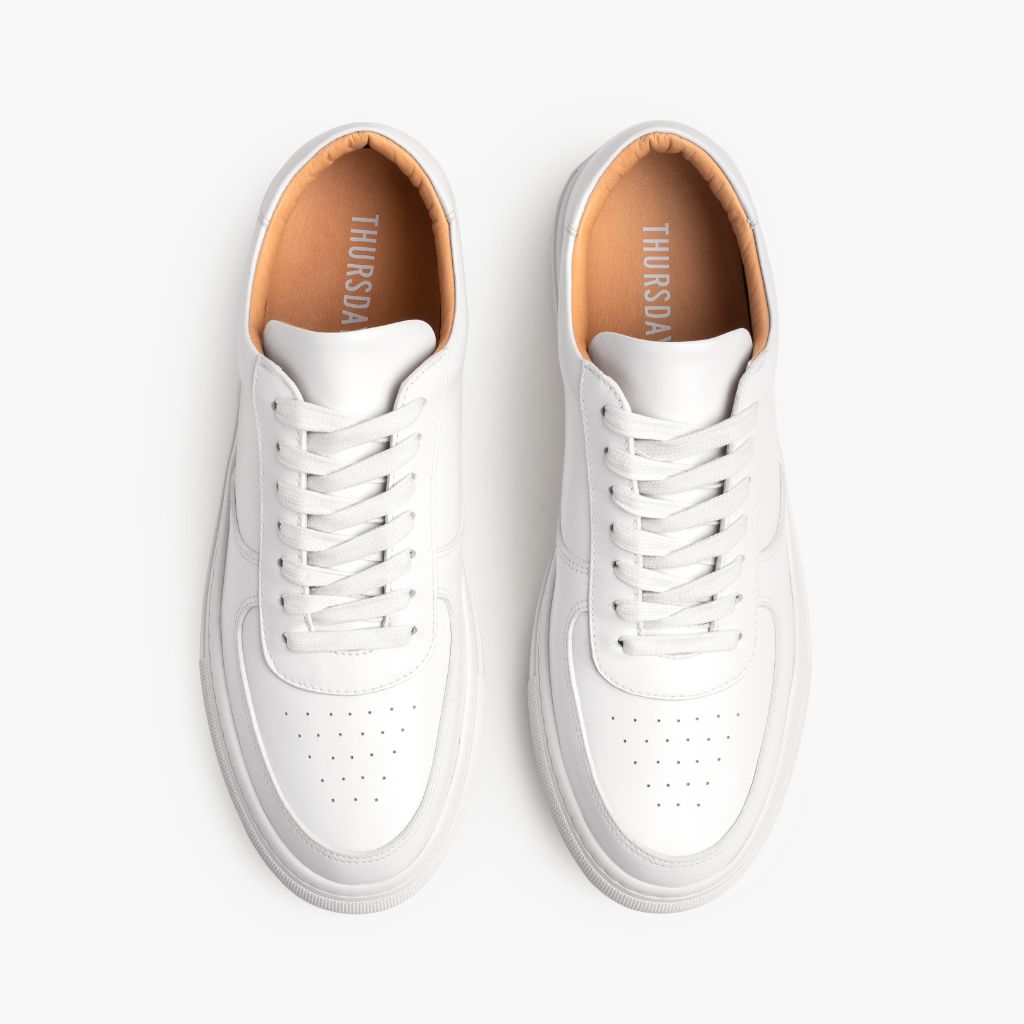 Court Toffee x Off-White Leather Sneakers - 보강된 힐 카운터 및 정밀 2열 스티치 디테일