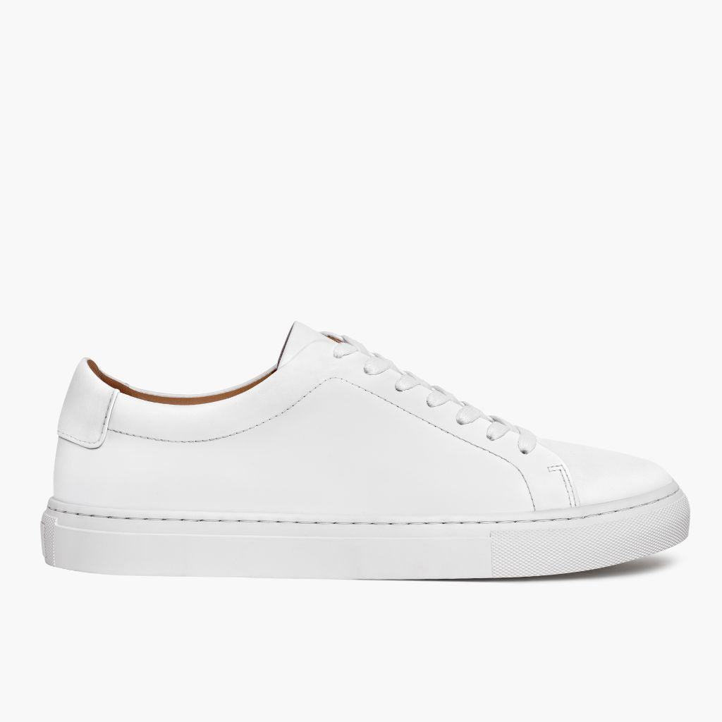 White Full-Grain leather Sneakers - 굿이어 웰트 공법 및 앞코 토박스 디테일