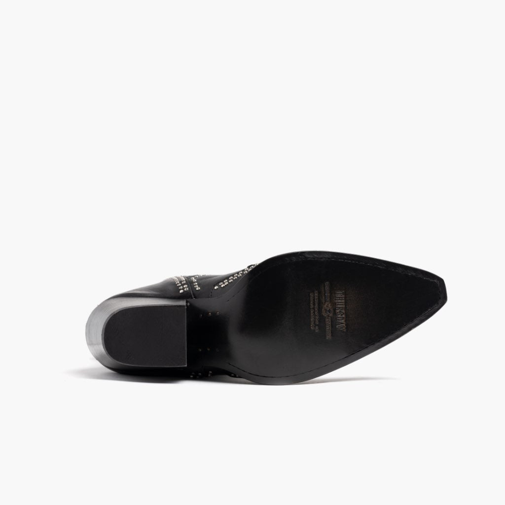 High-Traction Rubber Outsole & Lug Tread Pattern on Icon 블랙 가죽 부츠 여성용
