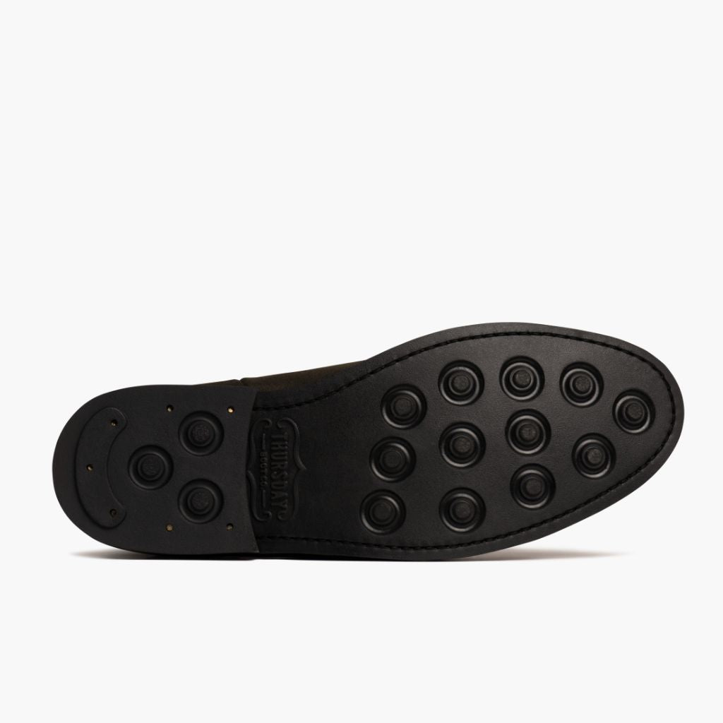High-Traction Rubber Outsole & Lug Tread Pattern on Duke Dark Olive Suede 가죽 부츠 남성용