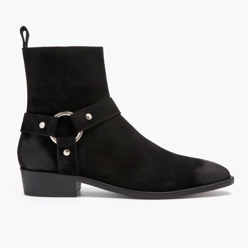 Harness 블랙 Suede 가죽 부츠 남성용