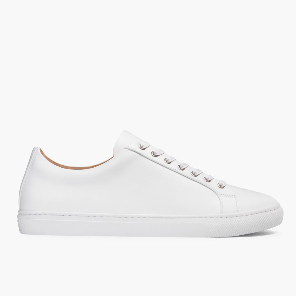 White Full-Grain leather Sneakers - 굿이어 웰트 공법 및 앞코 토박스 디테일