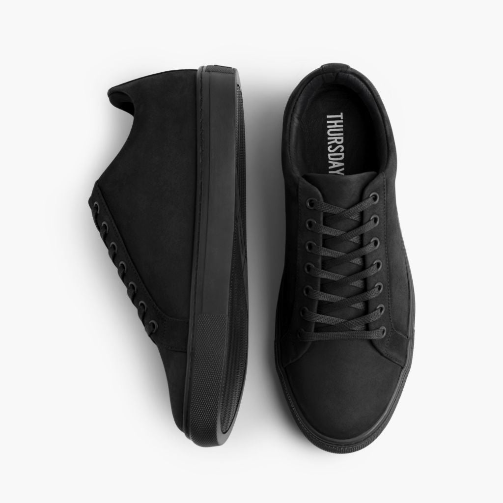 Premier Low Top 블랙 Matte 가죽 스니커즈 남성용 For Men - 보강된 힐 카운터 및 정밀 2열 스티치 디테일