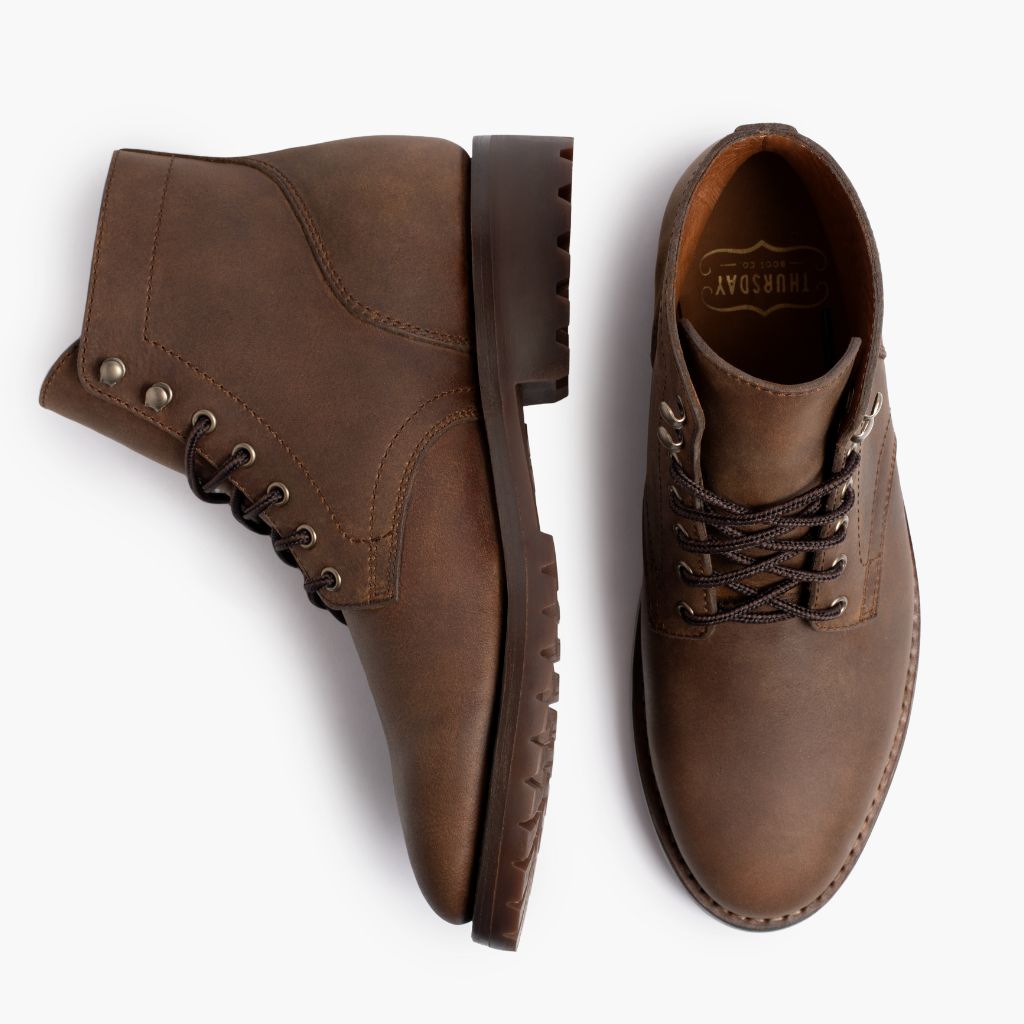 President StormKing® Desert 브라운 가죽 부츠 남성용 For Men - 보강된 힐 카운터 및 정밀 2열 스티치 디테일