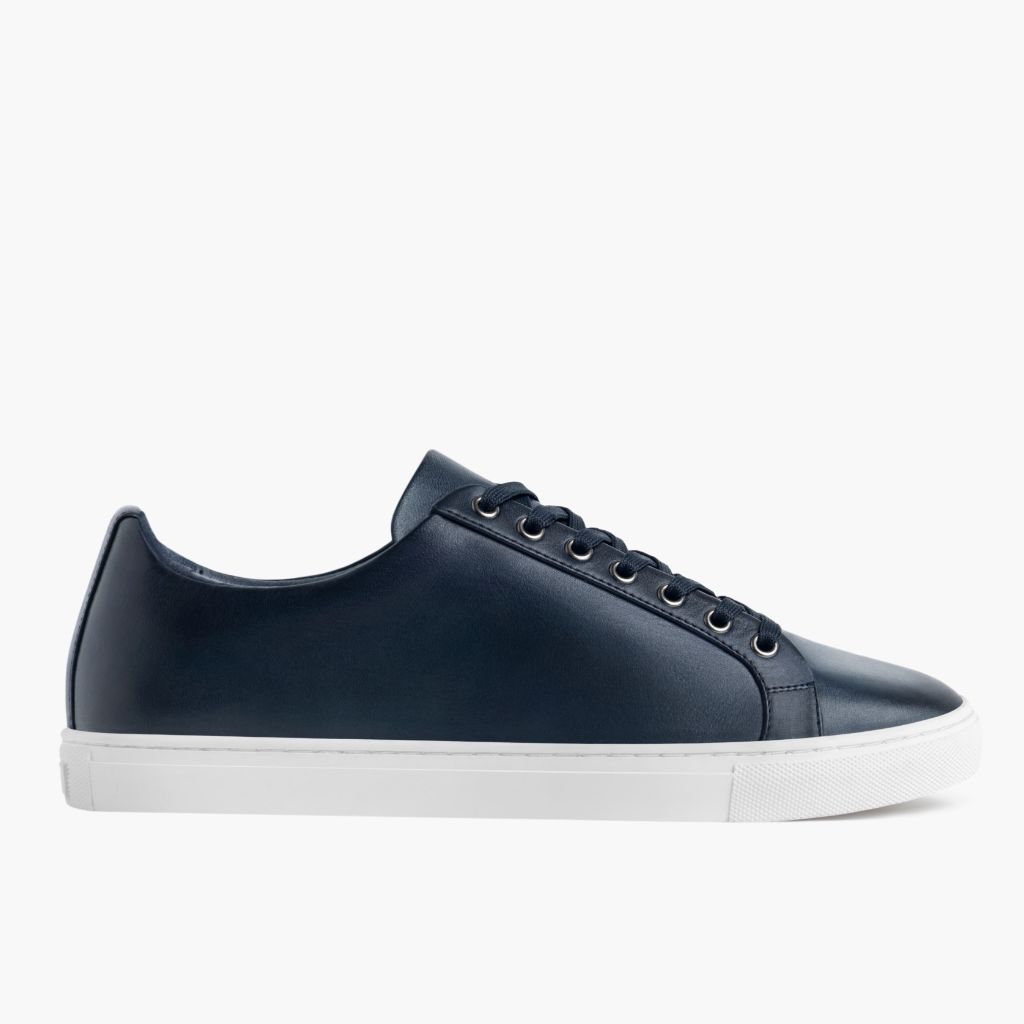 Blue Full-Grain leather Sneakers - 굿이어 웰트 공법 및 앞코 토박스 디테일