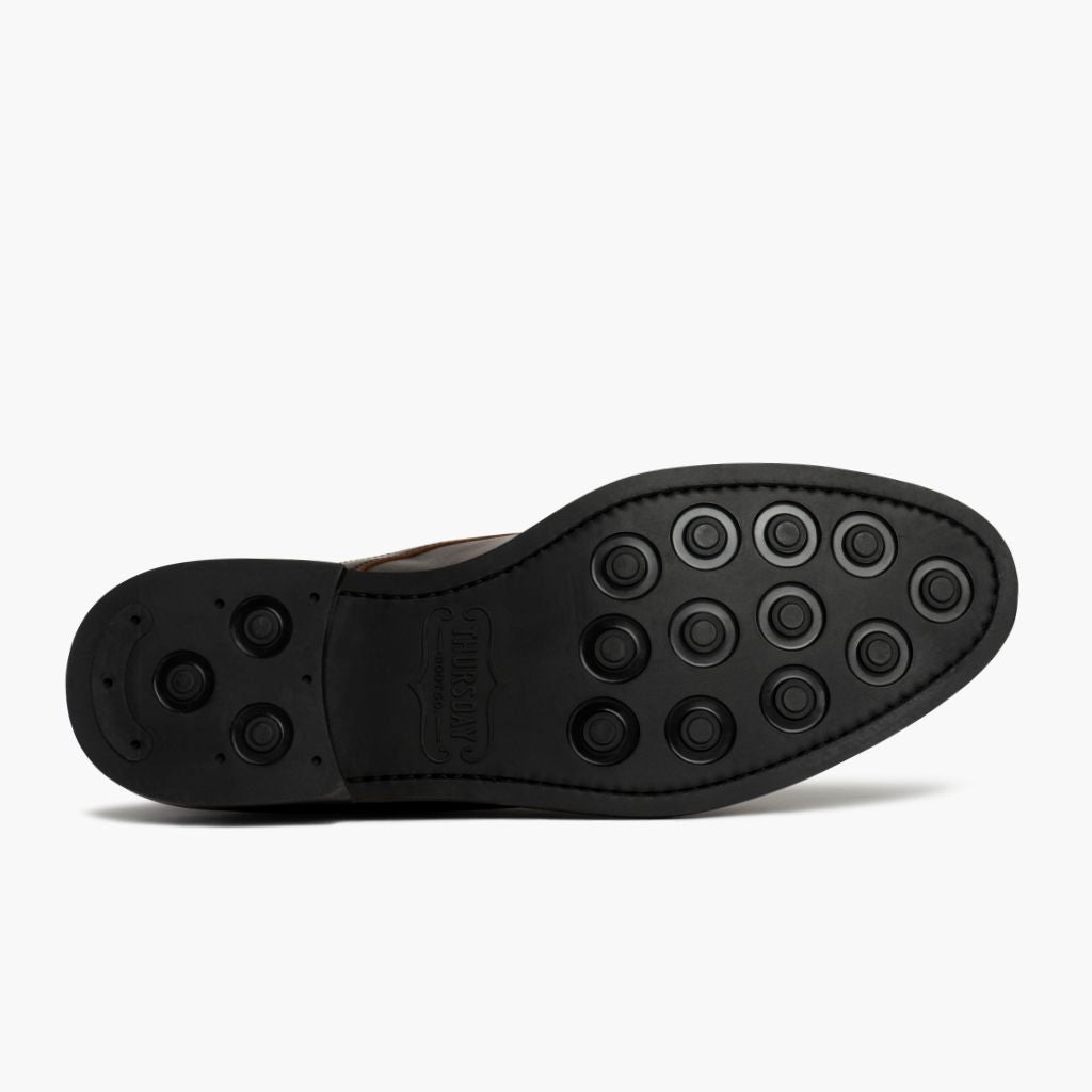 High-Traction Rubber Outsole & Lug Tread Pattern on Cadet Rich Mahogany 가죽 부츠 남성용