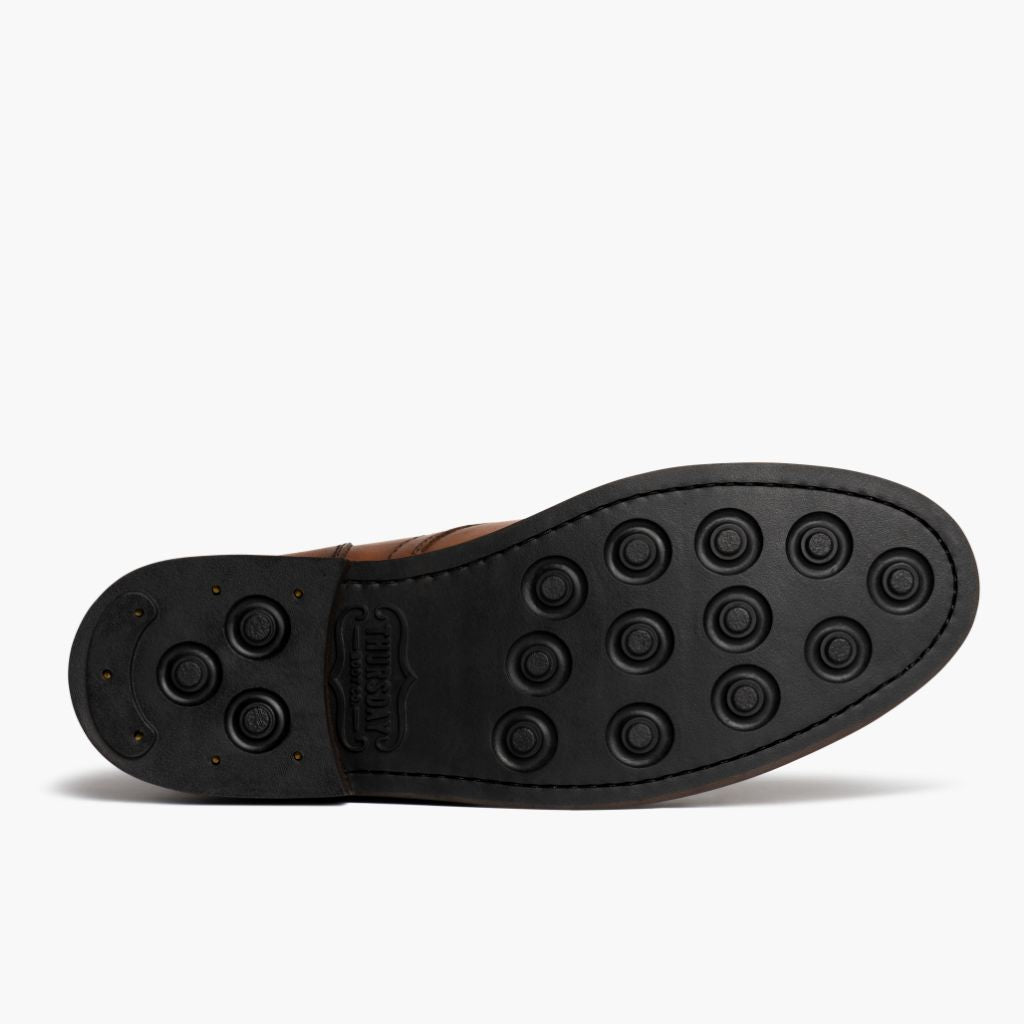 High-Traction Rubber Outsole & Lug Tread Pattern on Captain Toffee 가죽 부츠 남성용