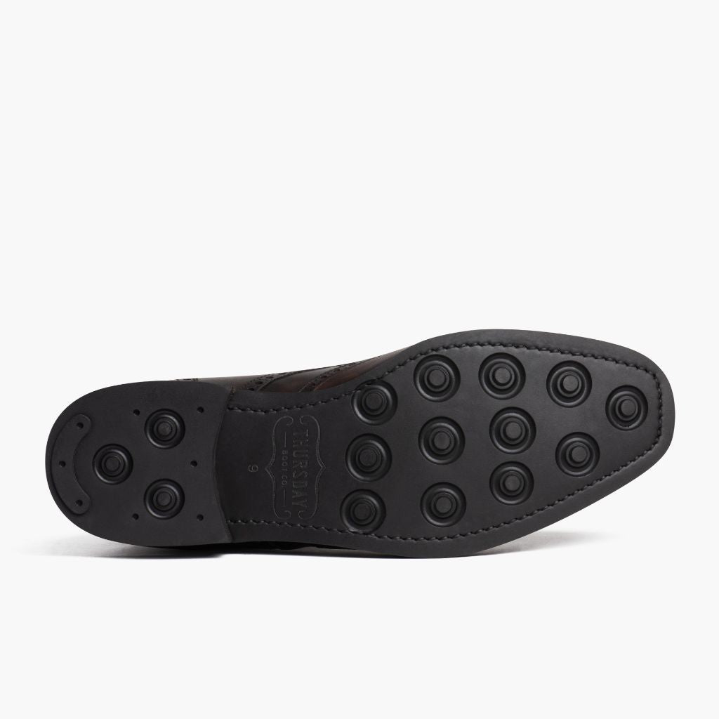 High-Traction Rubber Outsole & Lug Tread Pattern on Wingtip Dark Oak 가죽 부츠 남성용 For Men