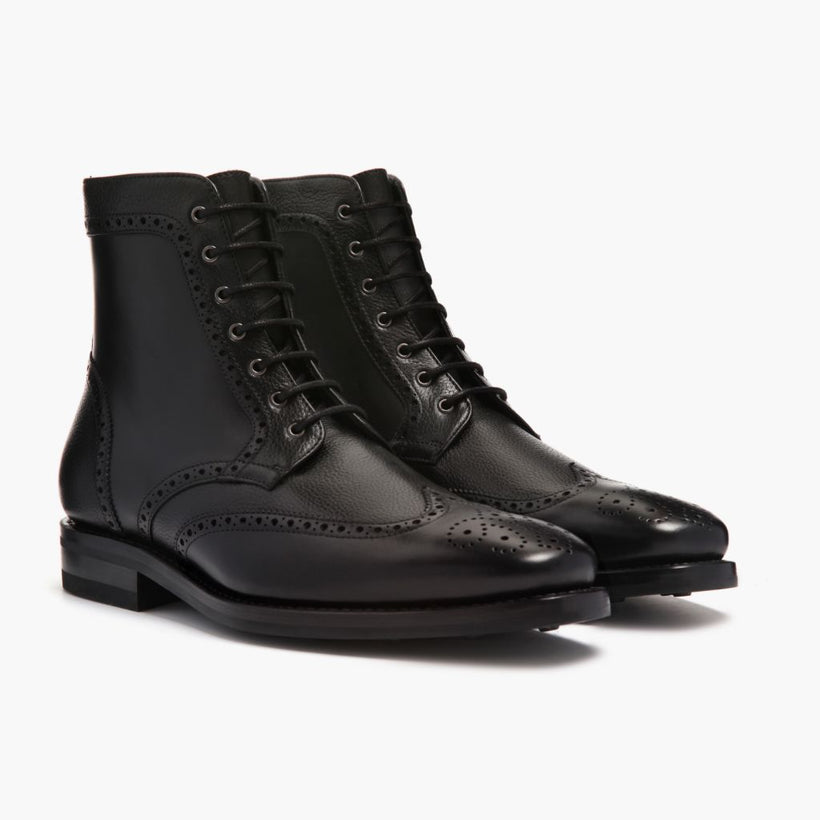 Wingtip 블랙 Leather Boots 남성용