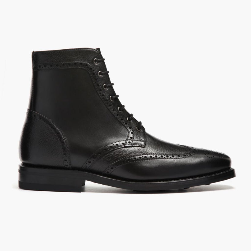 Wingtip 블랙 Leather Boots 남성용