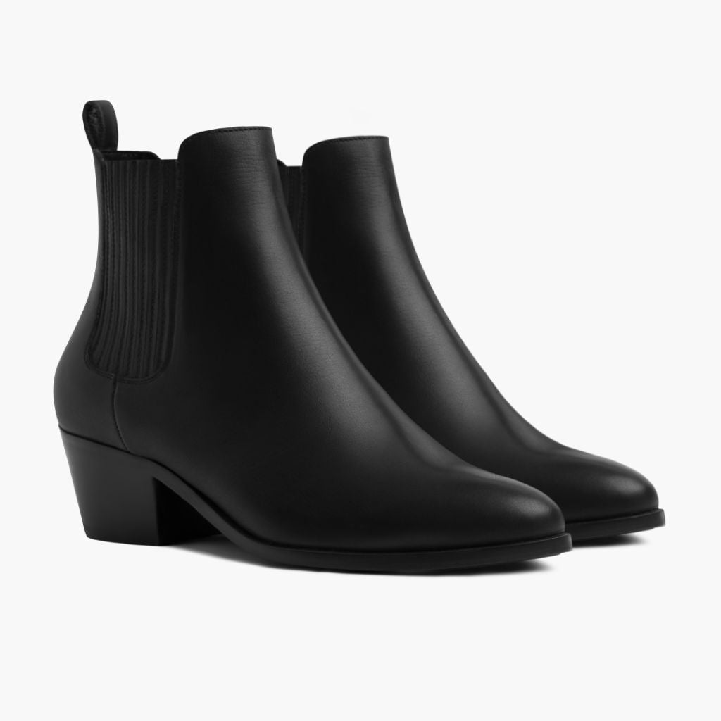 Black Full-Grain leather Boots - 굿이어 웰트 공법 및 앞코 토박스 디테일