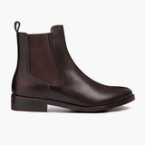 Duchess Black Coffee Leather Boots in Black Full-Grain Leather - Lateral Side Profile View | Buy Online