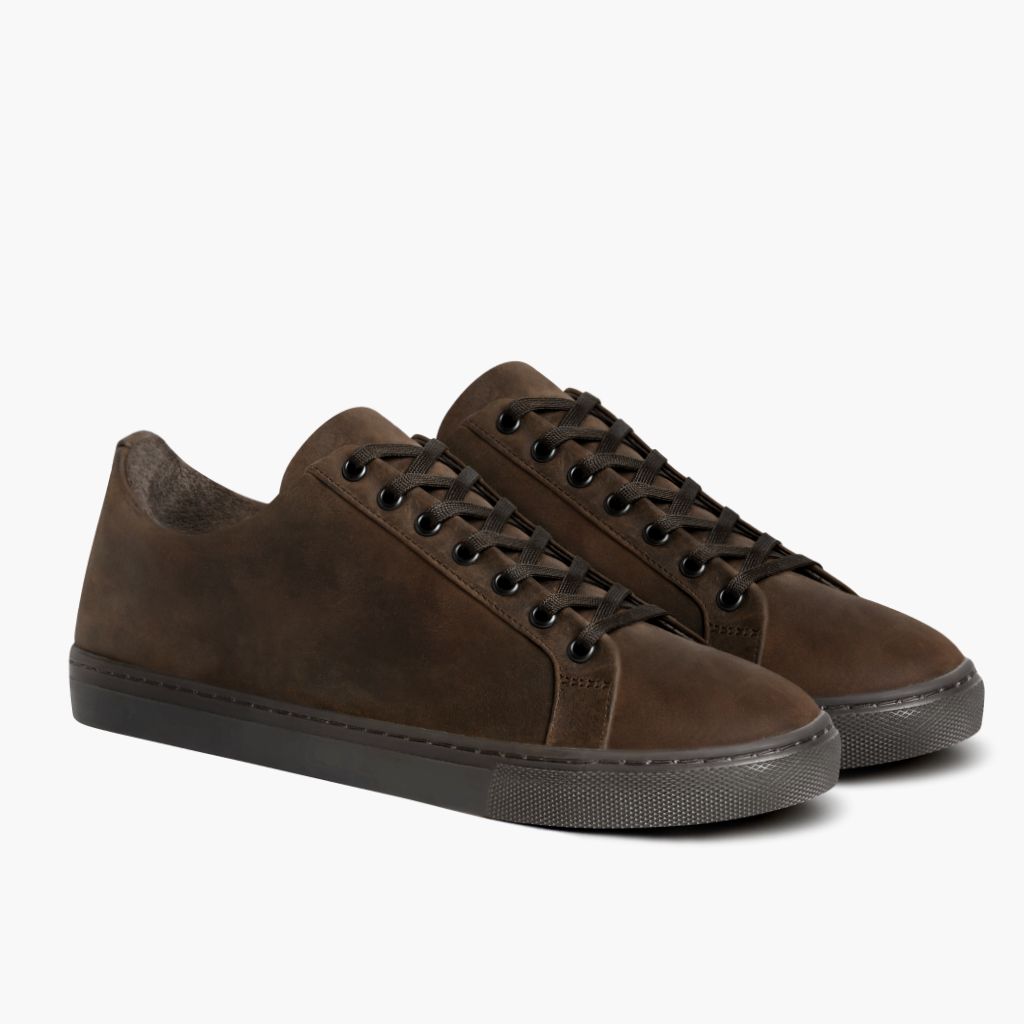 Premier Low Top Tobacco 가죽 스니커즈 여성용 in Classic Full-Grain Leather - 측면 프로필 뷰 | 공식 온라인 스토어 구매