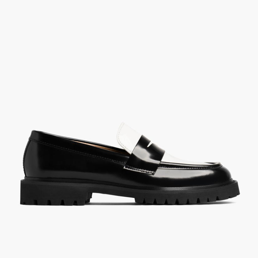 Penny 블랙 & White Leather Loafers 여성용