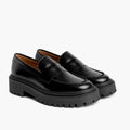 Penny Platform 블랙 가죽 로퍼 여성용