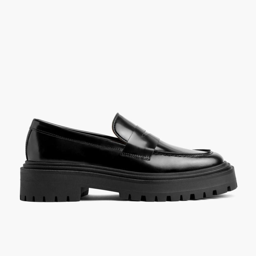 Penny Platform 블랙 Leather Loafers 여성용