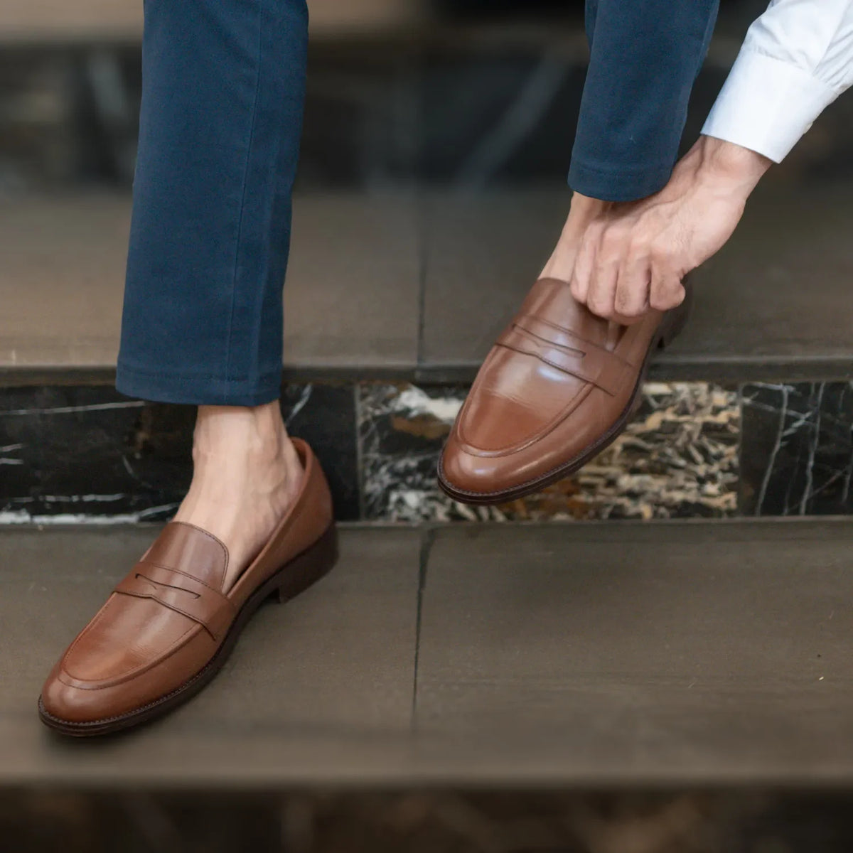 Orlaven Baxton 브라운 가죽 로퍼 남성용 footwear image 10