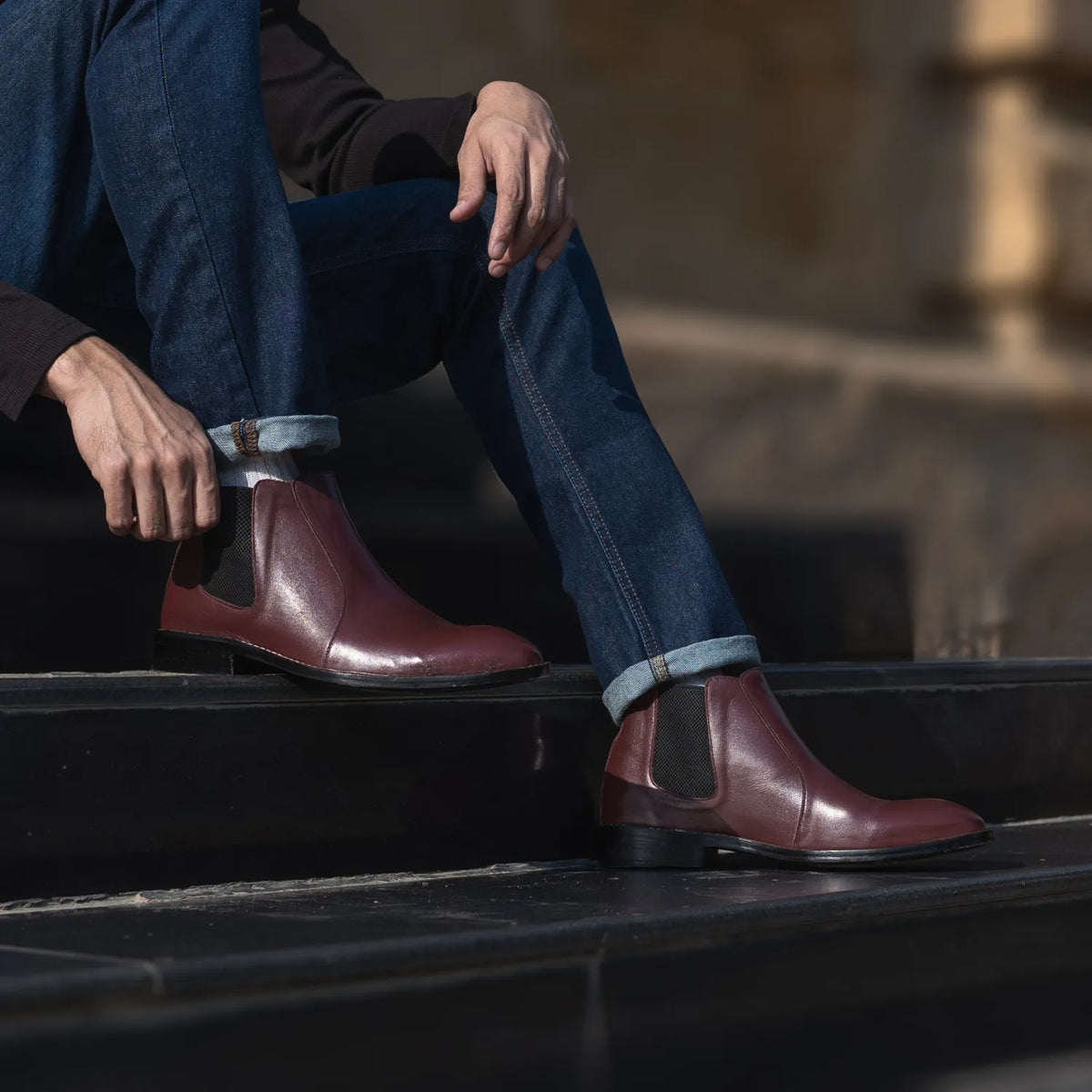 Orlaven Clarkson Chelsea 마룬 가죽 부츠 남성용 footwear image 10