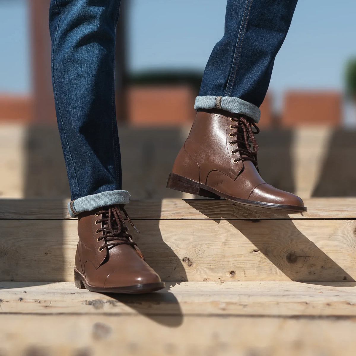 Orlaven Knight Derby 브라운 가죽 부츠 남성용 footwear image 10