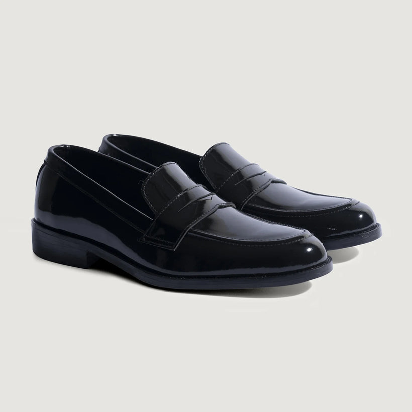 Baxton 블랙 Patent Leather Loafers 남성용