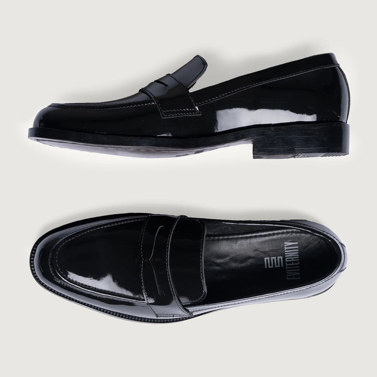 Baxton 블랙 Patent 가죽 로퍼 남성용 For Men - 보강된 힐 카운터 및 정밀 2열 스티치 디테일