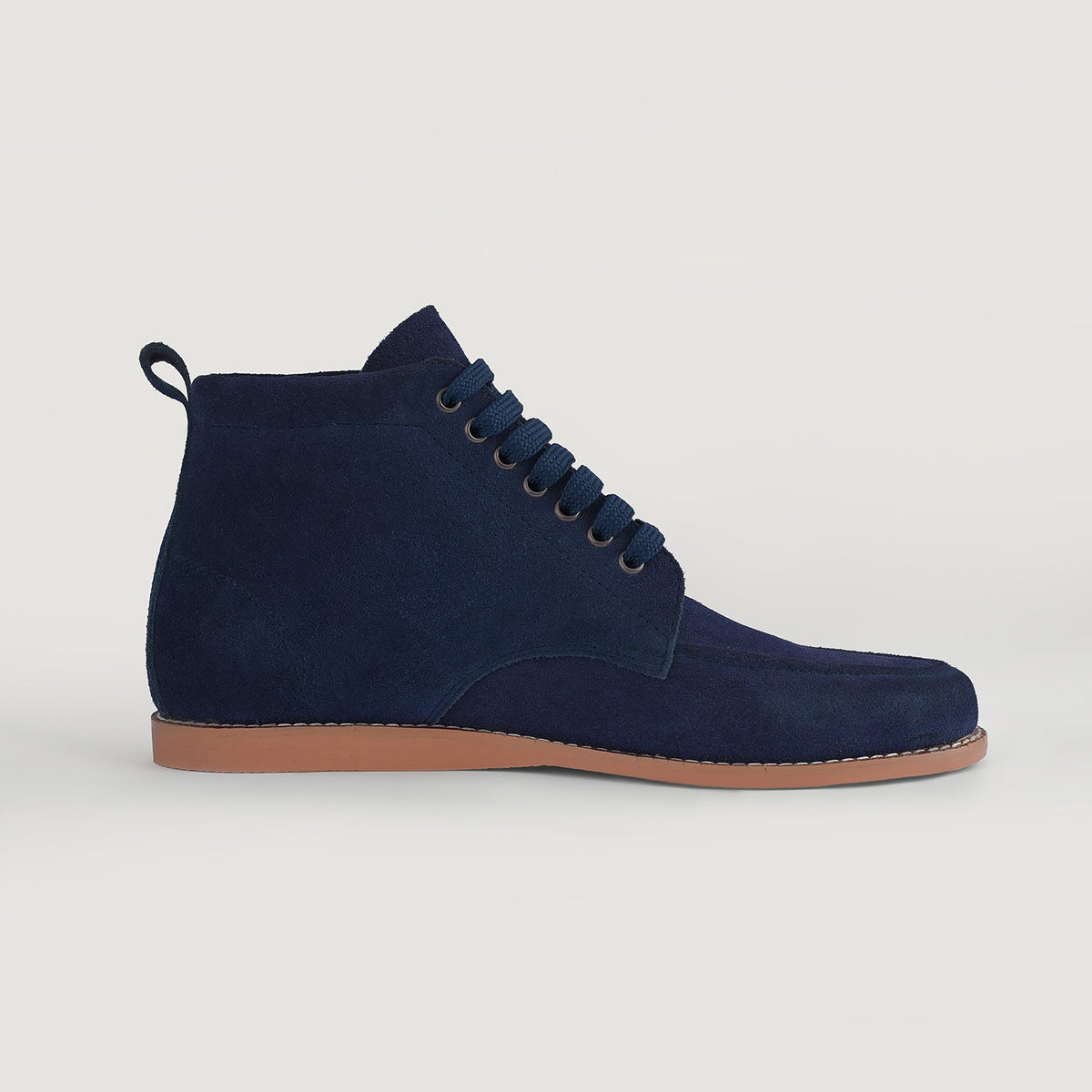 Blue Goatskin Suede Leather Boots - 굿이어 웰트 공법 및 앞코 토박스 디테일