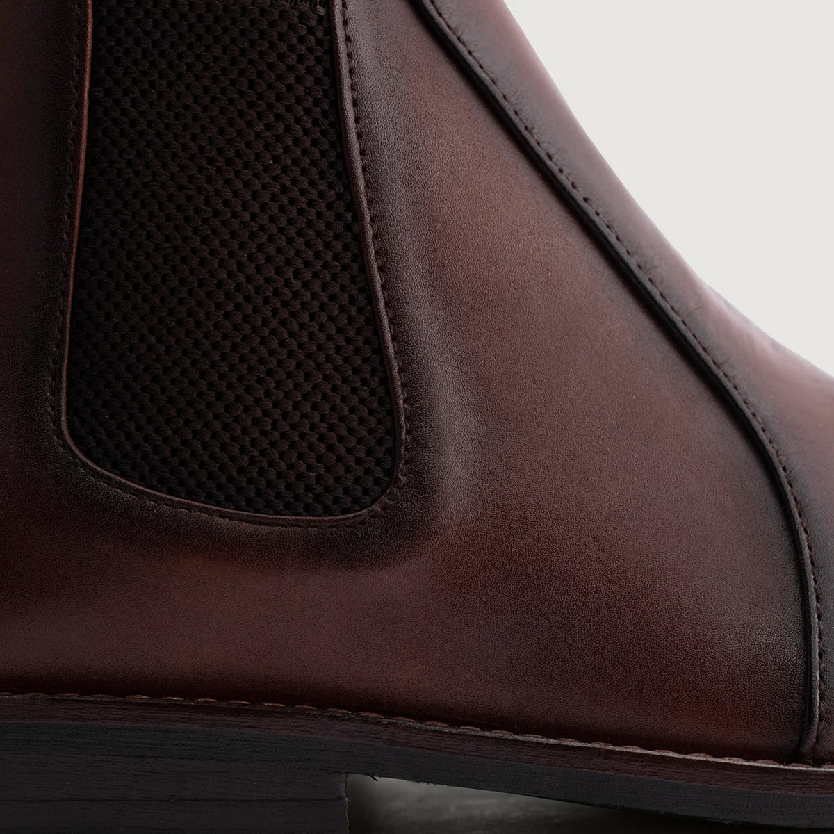 High-Traction Rubber Outsole & Lug Tread Pattern on Clarkson Chelsea Brown Burnished Leather Boots StudGuard For Men