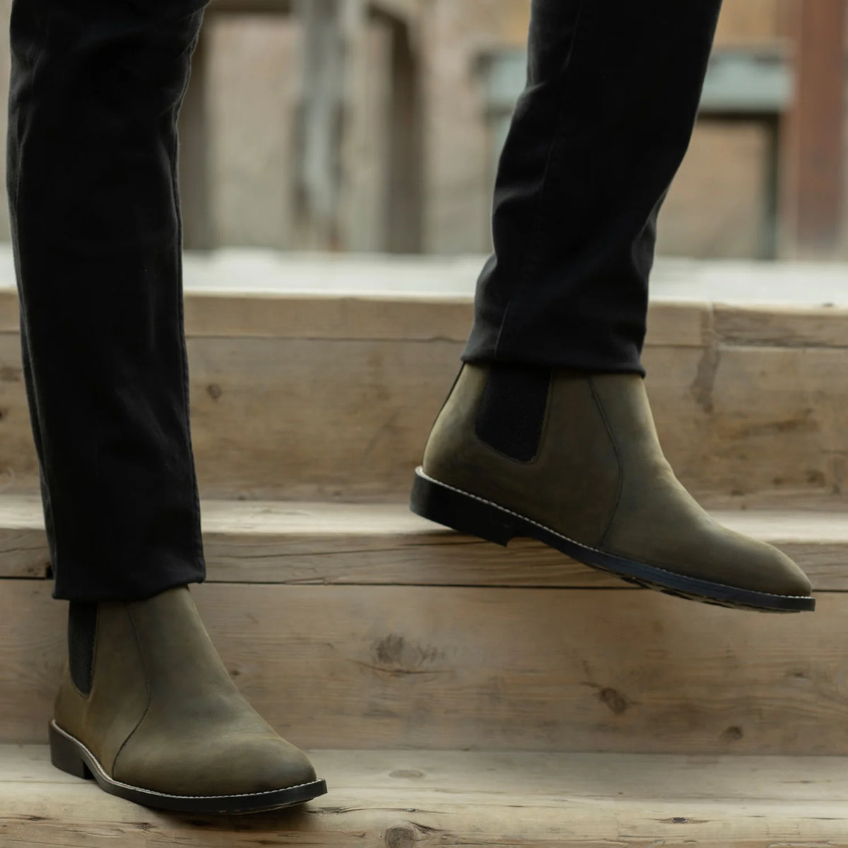 Orlaven Clarkson Chelsea Olive Pullup 가죽 부츠 - StudGuard 남성용 footwear image 9