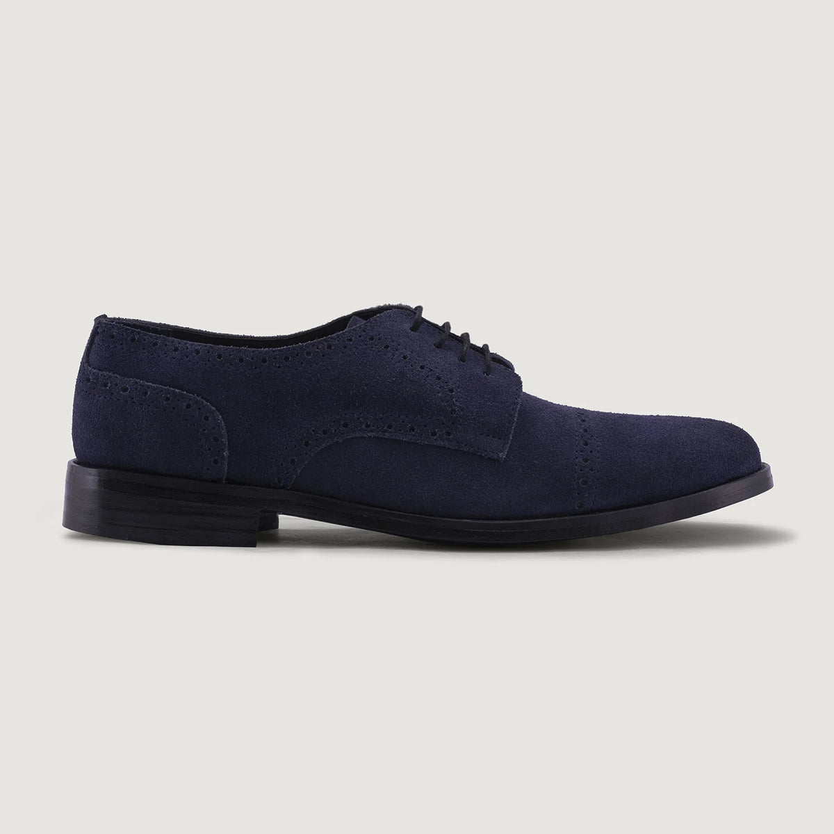 Blue Goatskin Suede Leather Shoes - 굿이어 웰트 공법 및 앞코 토박스 디테일