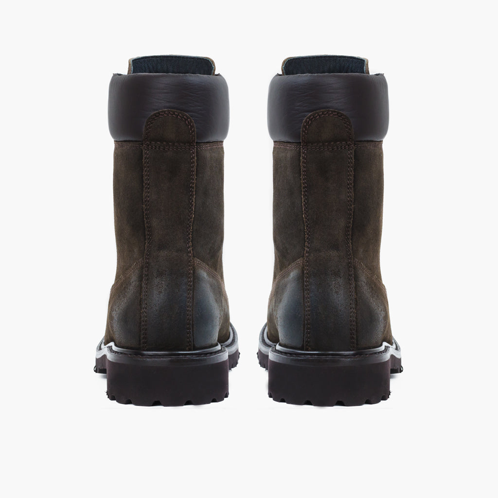 Explorer Dark Olive Suede 가죽 부츠 남성용 - 보강된 힐 카운터 및 정밀 2열 스티치 디테일