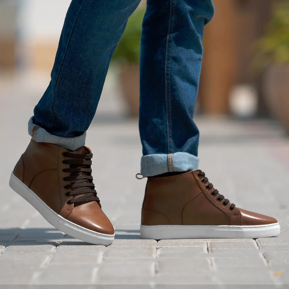 Orlaven Marty High Top 탄 가죽 스니커즈 남성용 footwear image 9