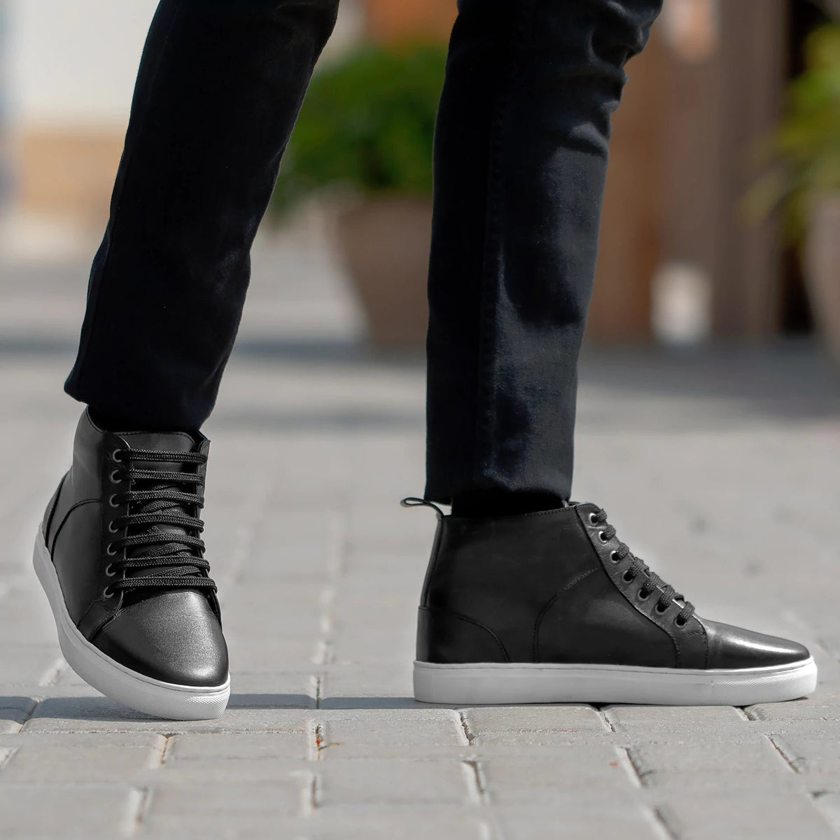 Orlaven Marty High Top 블랙 가죽 스니커즈 남성용 footwear image 9