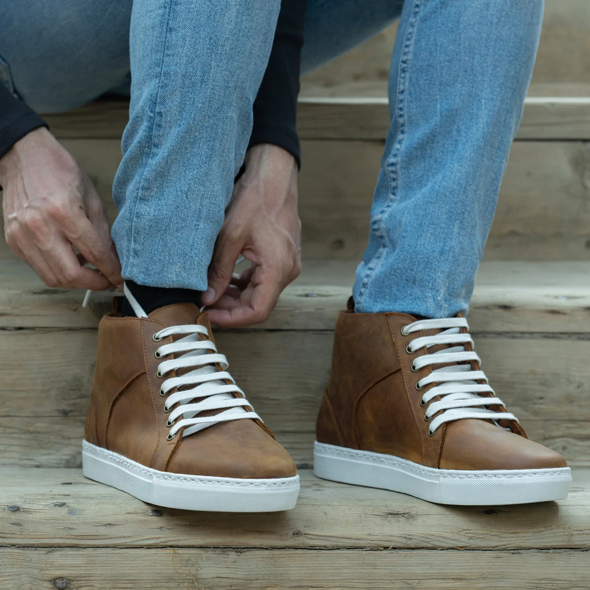 Orlaven Marty High Top Burnt Copper Pullup 가죽 스니커즈 남성용 footwear image 10