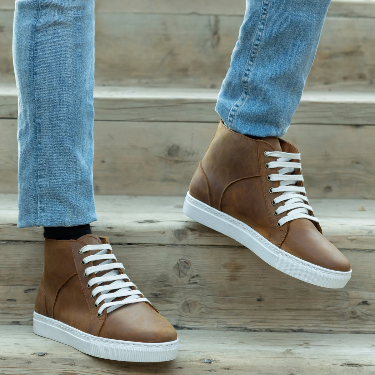 Orlaven Marty High Top Burnt Copper Pullup 가죽 스니커즈 남성용 footwear image 9