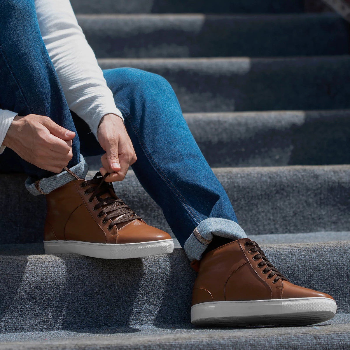 Orlaven Marty High Top 탄 가죽 스니커즈 남성용 footwear image 10