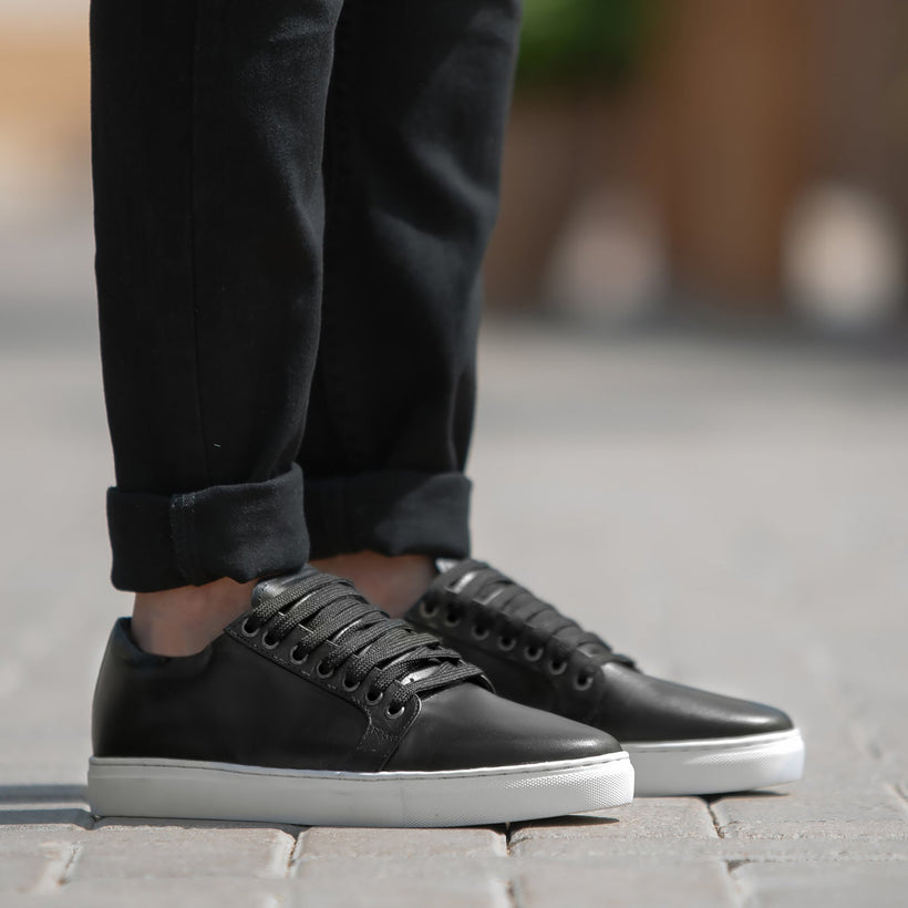 Murphy Low Top 블랙 가죽 스니커즈 남성용