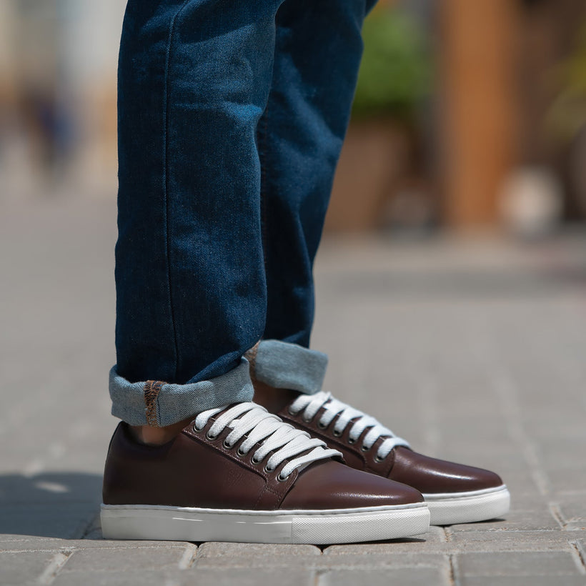 Murphy Low Top 마룬 가죽 스니커즈 남성용