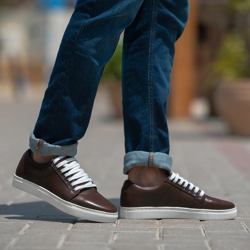 Murphy Low Top 마룬 가죽 스니커즈 남성용